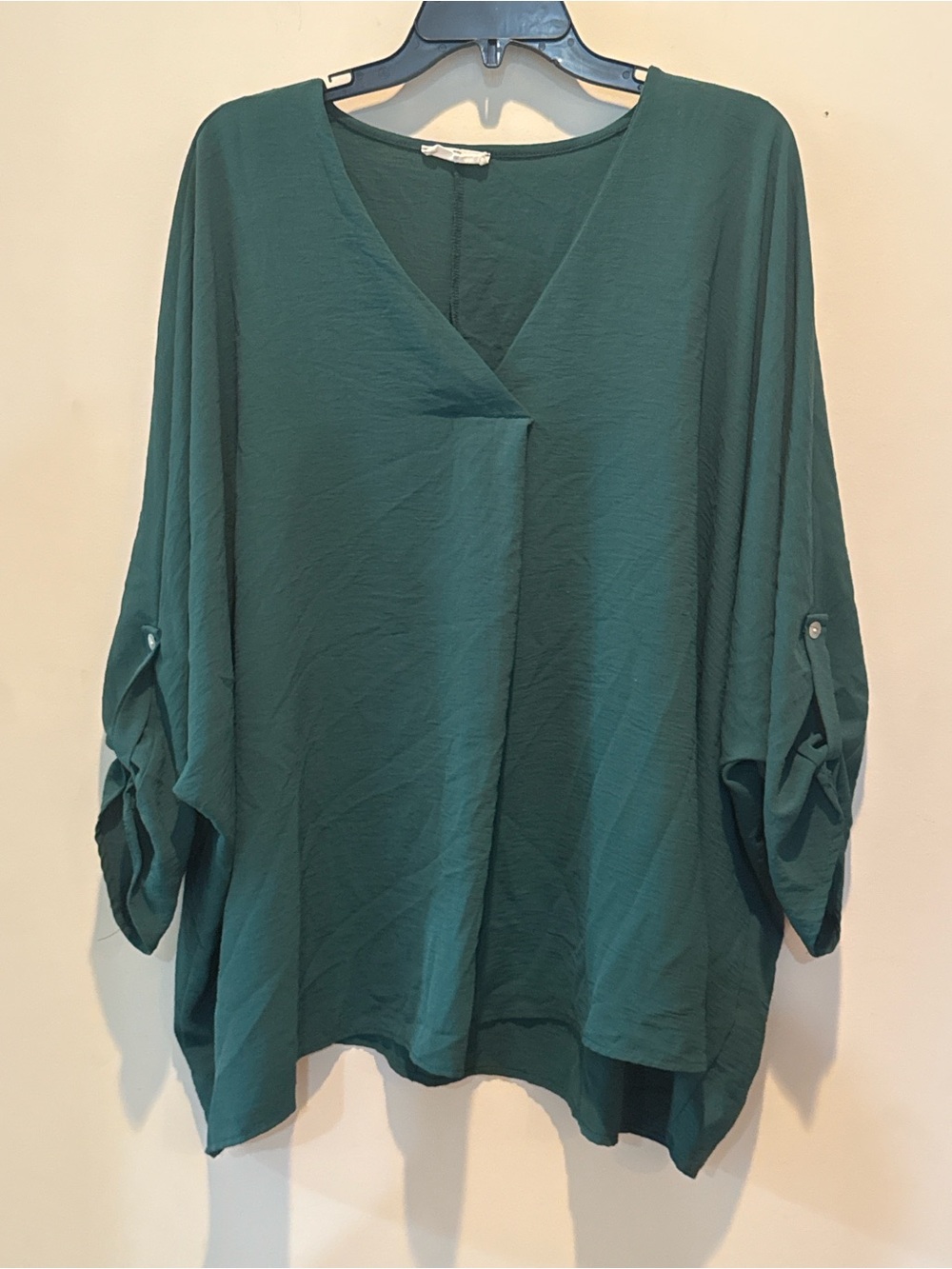 entro Teal Green V-Neck Dolman Sleeve Tunic